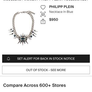 Phillipp Plein Made in Italy Pink is the new Black Light Blue Studded necklace